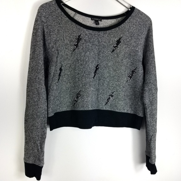 Express Sweaters - Express Sequin Lightning Bolt Sweater